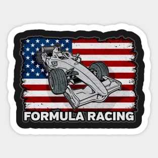 Formula Racing Car American Flag Sticker